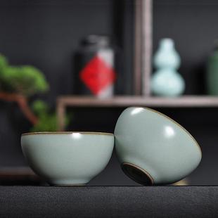 汝窑功夫茶杯手工冰裂纹陶瓷主人杯单杯茶具品茗杯子茶碗茶盏家用