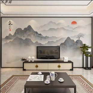意境山水风景18d壁布电视背景墙壁画客厅5d墙布 禅意轻奢新中式