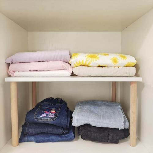 衣柜内分层隔板实木免打孔厨房柜子架橱柜收纳置物架加粗脚架子