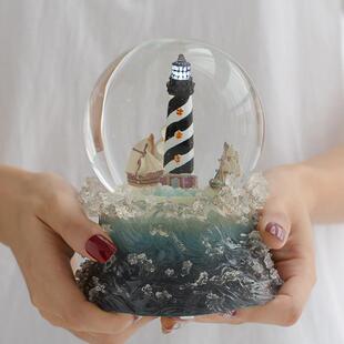 一帆风顺水晶球摆件音乐盒八音盒欧式生日礼物男生送女生闺蜜儿童