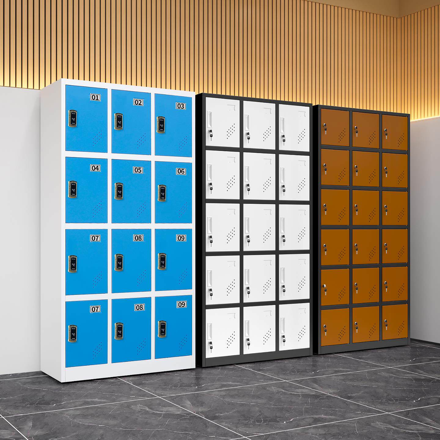 员工更衣柜铁皮柜感应锁密码收纳柜置物柜浴室健身房换衣柜单门柜