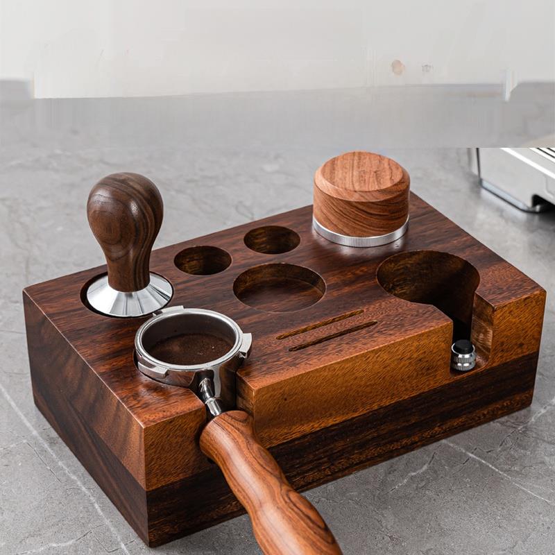 咖啡机多功能敲渣箱实木压制基础座柄支架胡桃木棒储存装置