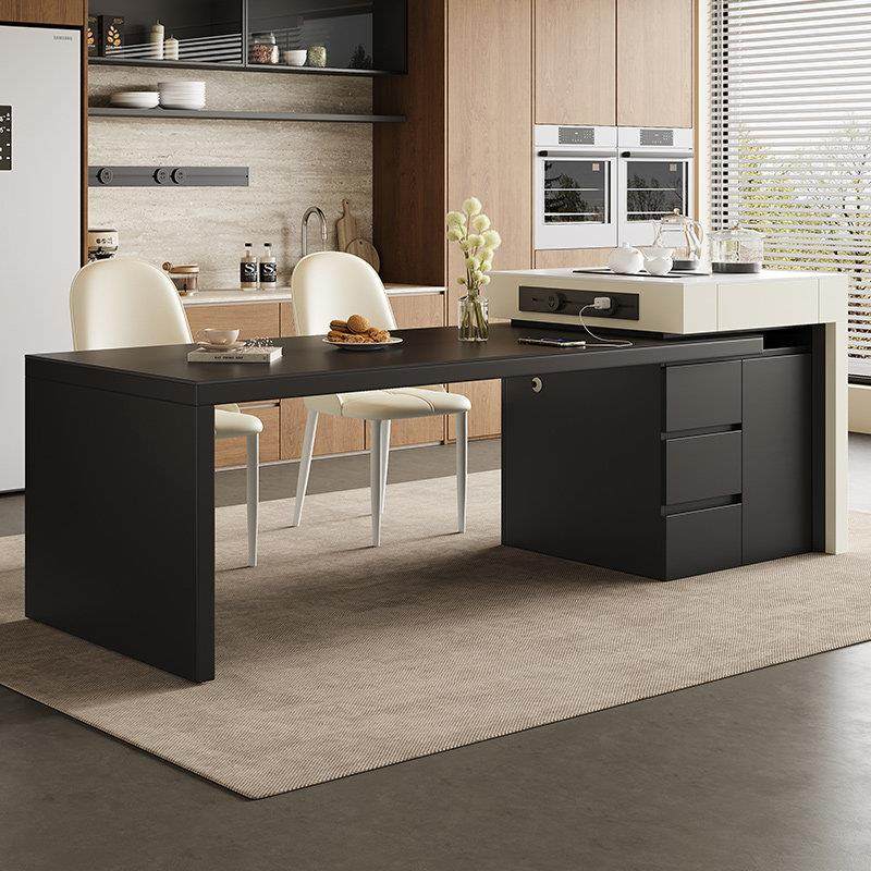 现代简约2025新款实木岩板岛台餐桌椅组合可伸缩家用小户型长方形,住宅家具,岩板餐桌,淘宝优惠券,粉丝福利购,淘宝优惠卷