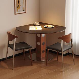 实木包豪斯功能餐台家用小户型轻奢岩板伯格正方形折叠圆桌