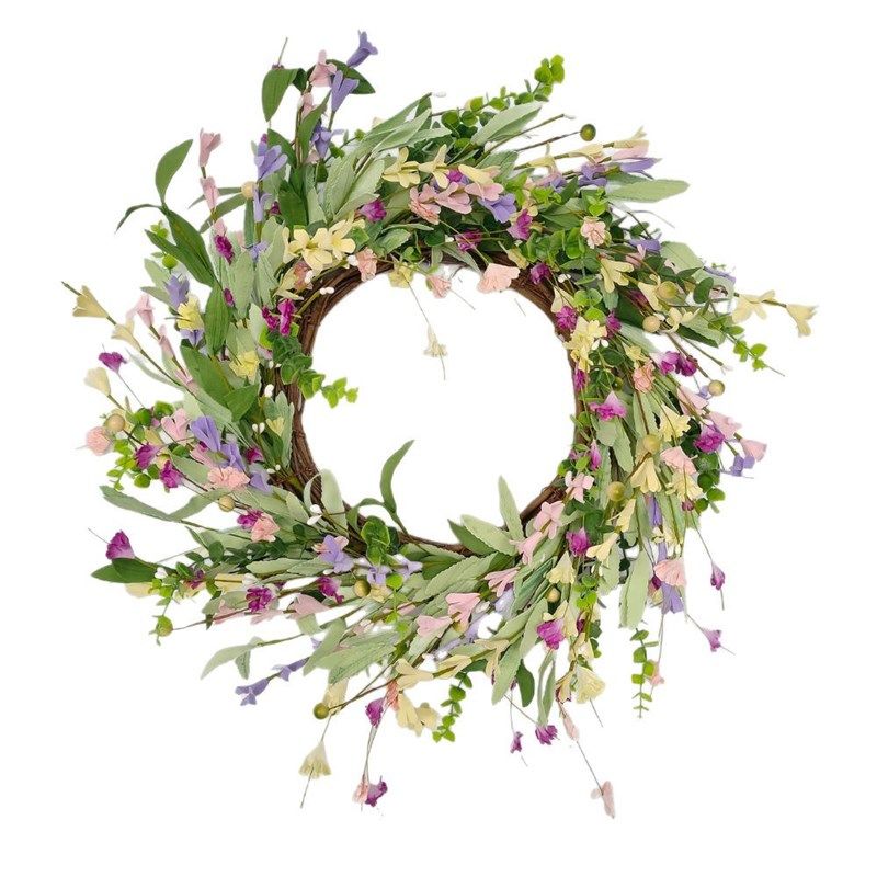 春季花环小野花仿真花环 家居装饰门Z挂藤圈花环