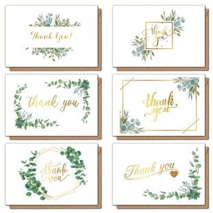 with 尤加利叶绿色植物感谢卡片信封套装 Card You EWnvelop Thank