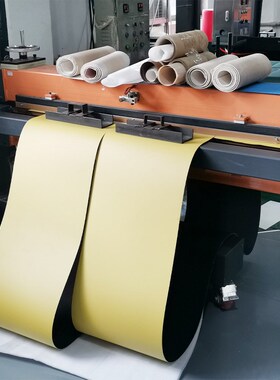 2MM黄色PlU防静电输送带NG拉带加导条输送带防跑偏传送带