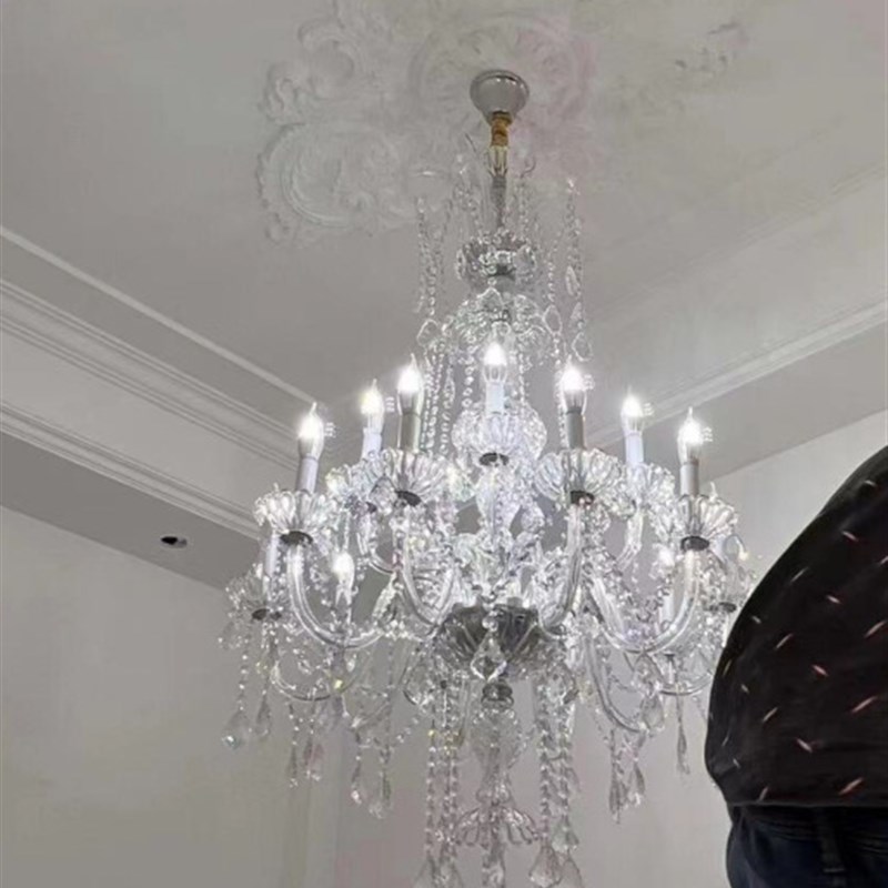 欧式复式楼水晶j吊灯旋转楼梯灯奢华大气别墅客厅灯婚礼堂大厅吊
