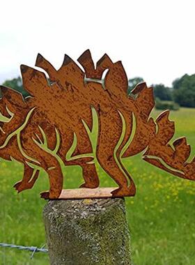 霸王龙剑齿龙恐龙三角龙户外草坪花园金属插件铁艺工艺品装饰摆件