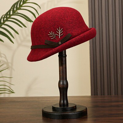 赫本风羊毛渔夫帽女2024新款秋冬高级感K帽子法式复古优雅中老年