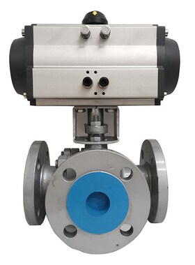 Q644F-16C铸钢气动三通法兰球阀L/HT型转向阀分流阀质启气动三通