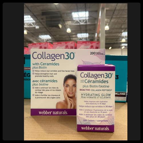 2瓶减10加拿大直邮Webber Naturals伟博胶原蛋白肽 神经酰胺200片