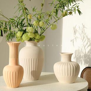 芥子家居法式白色陶瓷花瓶中岛桌面客厅复古风装饰品高级感摆件