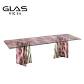 意大利玻璃餐桌家用长方形吃饭桌意式 极简客厅设计师高定款 会议桌