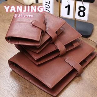 YanJing意大利托斯卡纳mbox牛皮A5-A6A7A8真皮浅咖色活页笔记本