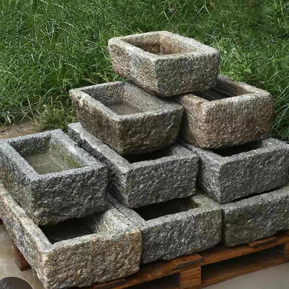 老石槽老牛槽旧猪槽阳台花盆造景摆件养鱼石盆庭院复古摆件老石器