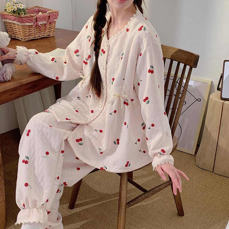空气棉月子服秋冬季11月份产后哺乳大尺码200斤待产孕妇睡衣春秋