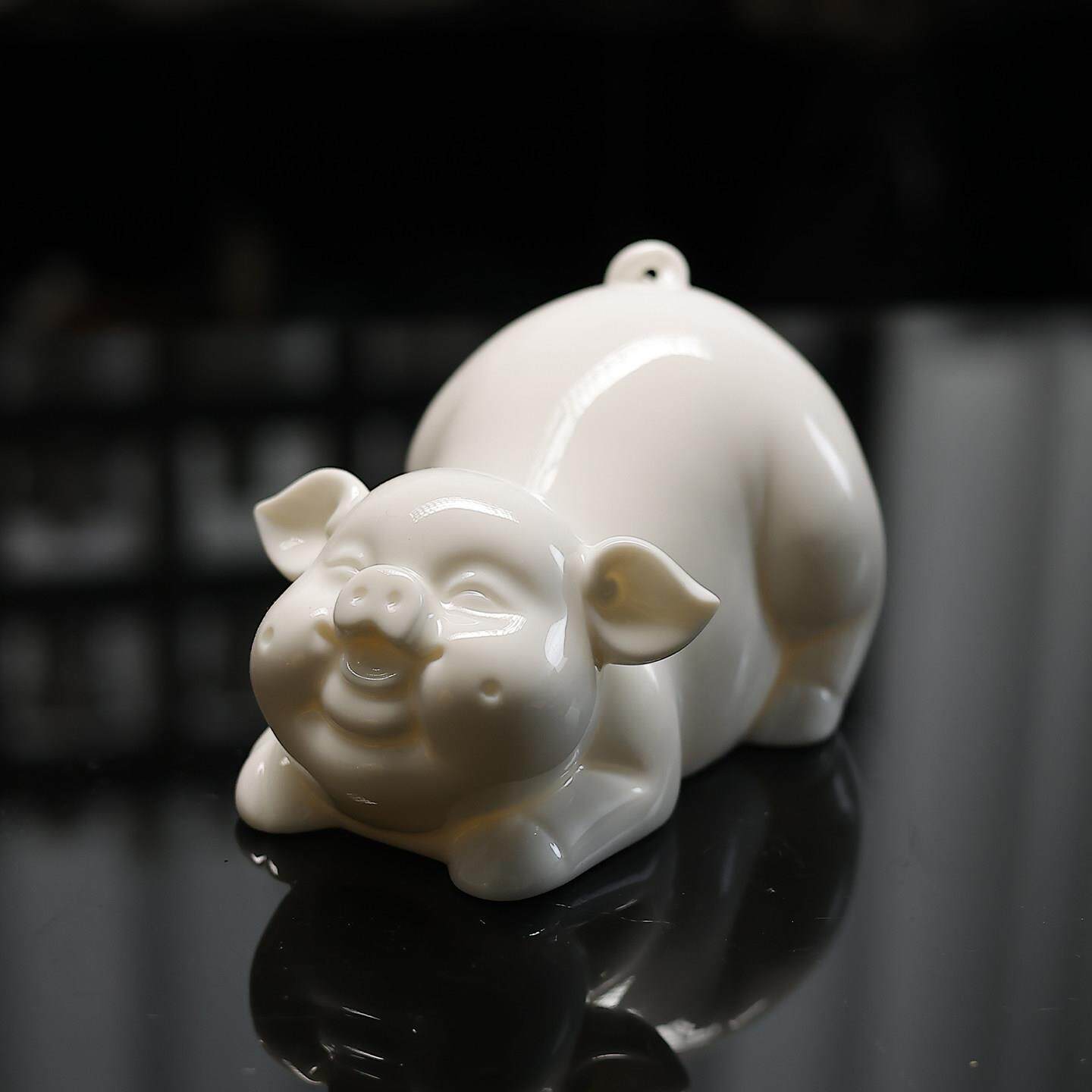 望舒/诸事如意/德化羊脂玉小猪寓意美好家居装饰品客厅办公室摆件
