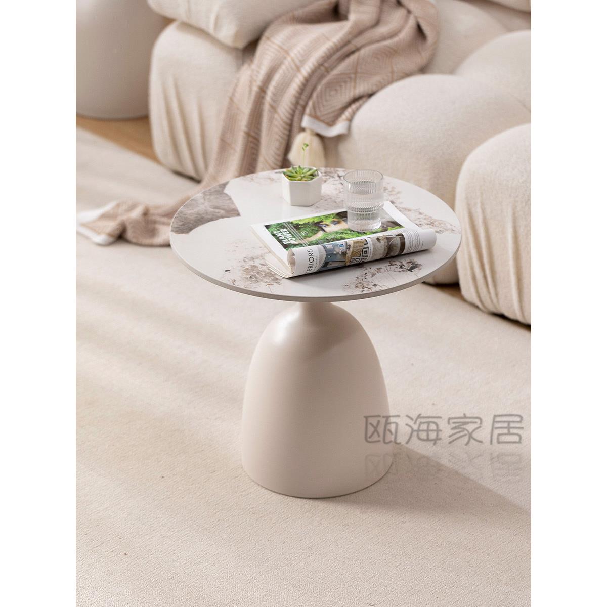 北欧轻奢边几阳台沙发岩板小茶几简约小圆桌角几边桌床头柜置物架