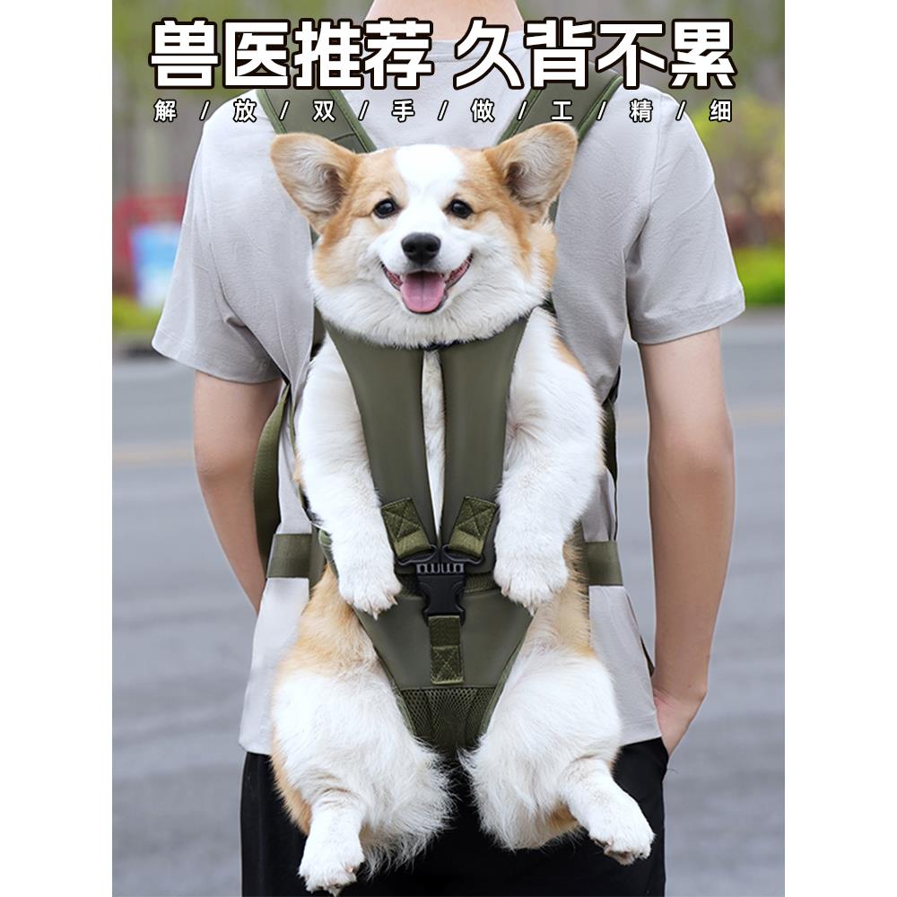 狗狗背包宠物便携外出抱狗神器双肩背猫包大容量柯基比熊前后可背