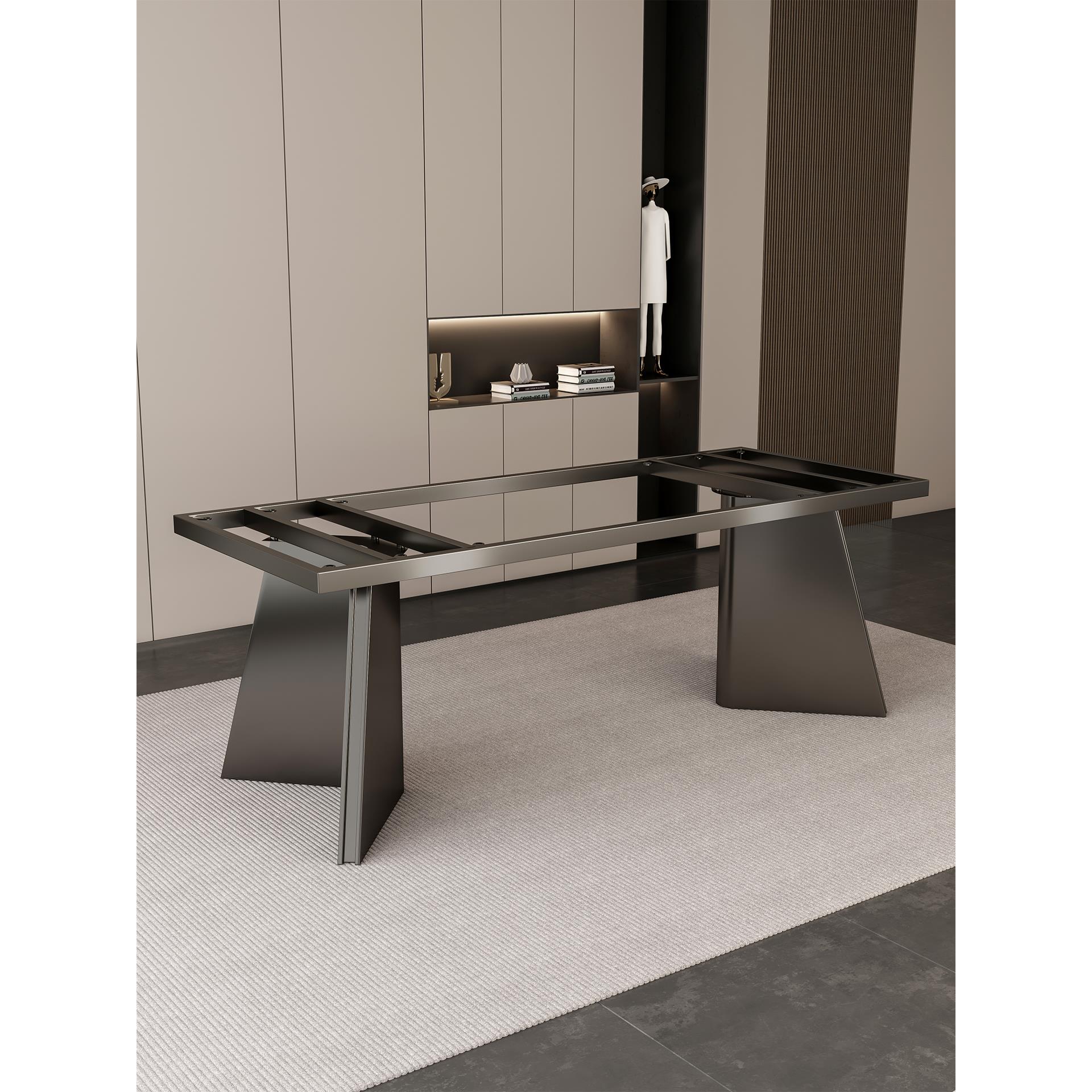 轻奢桌腿支架不锈钢餐台脚大理石桌子腿奢石茶桌底座岩板办公桌脚