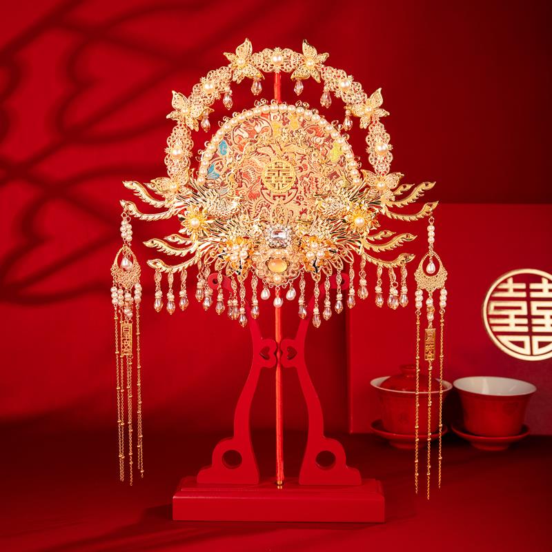 舞绣缘新娘结婚团扇手工diy材料包送闺蜜中式双面秀禾扇出嫁喜扇