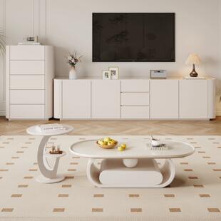 2024新款纯实木高款落地电视柜茶几岩板现代简约家用客厅高柜60cm