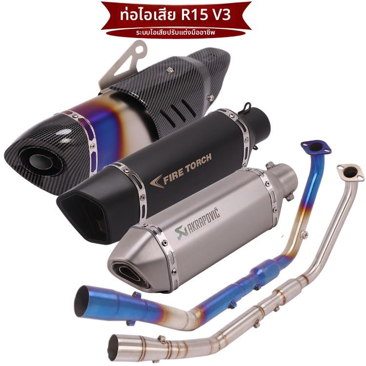 适用摩托车R15V3V4前段回压含氧传感器MT15改装钛合金排气管20-22
