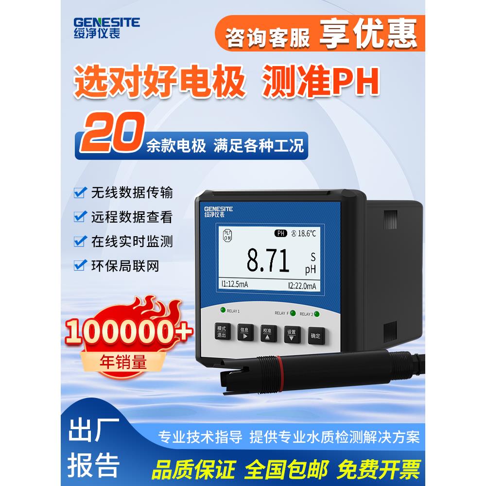 工业在线PH计检测仪污水测试酸碱度计PH传感器酸度计ORP电极探头