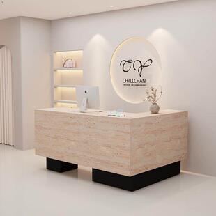 简约女装店铺收银台服装店转角吧台桌L形黑色柜台瑜伽店接待前台