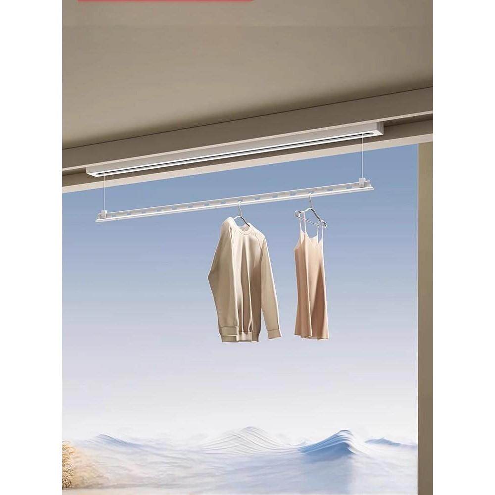 盼盼电动晾衣架阳台室内隐形窗帘盒遥控升降晒凉衣杆家用晒衣架