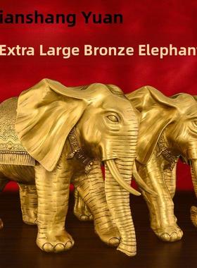铜大象饰品一对，纯黄铜吸水大象，客厅，入口，办公室，公司，超