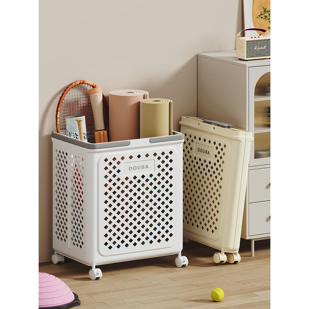 瑜伽垫收纳筐带轮家用运动工具整理神器羽毛球收纳健身器材置物架