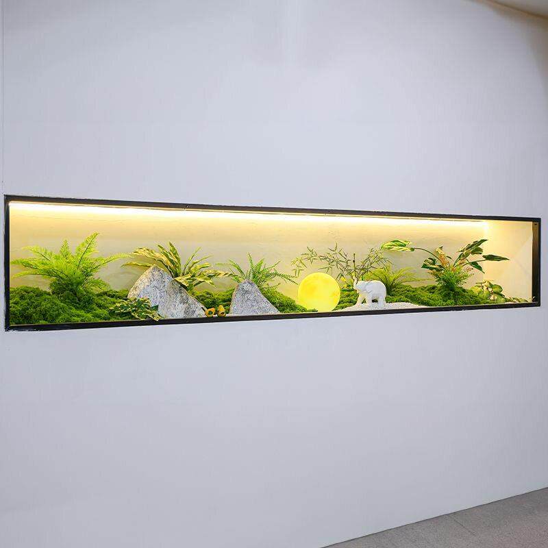 彷真绿色植物入户玄关造景室内假山石微景观茶室饭厅橱窗小型摆件