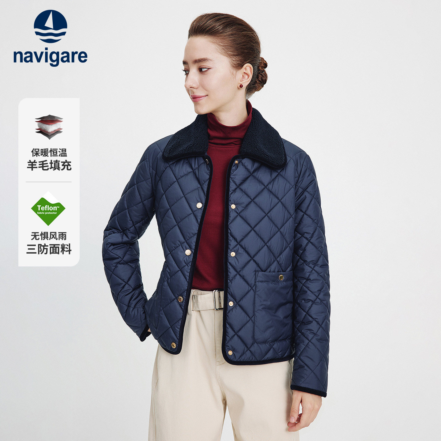 Navigare意大利小帆船棉衣女轻薄2025秋冬季新款设计感短棉服外套,女装/女士精品,棉衣/棉服,淘宝优惠券,粉丝福利购,淘宝优惠卷