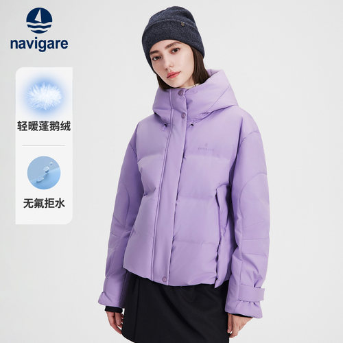 [白鹅绒]Navigare小帆船2026秋冬季休闲保暖加厚防水羽绒服外套女