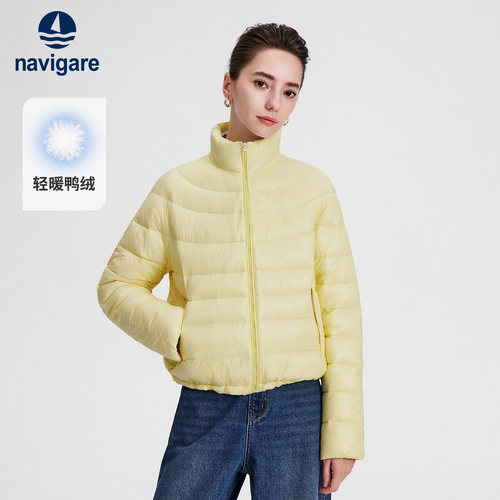 Navigare小帆船2026秋冬季新款短款保暖宽松立领轻薄羽绒服外套女