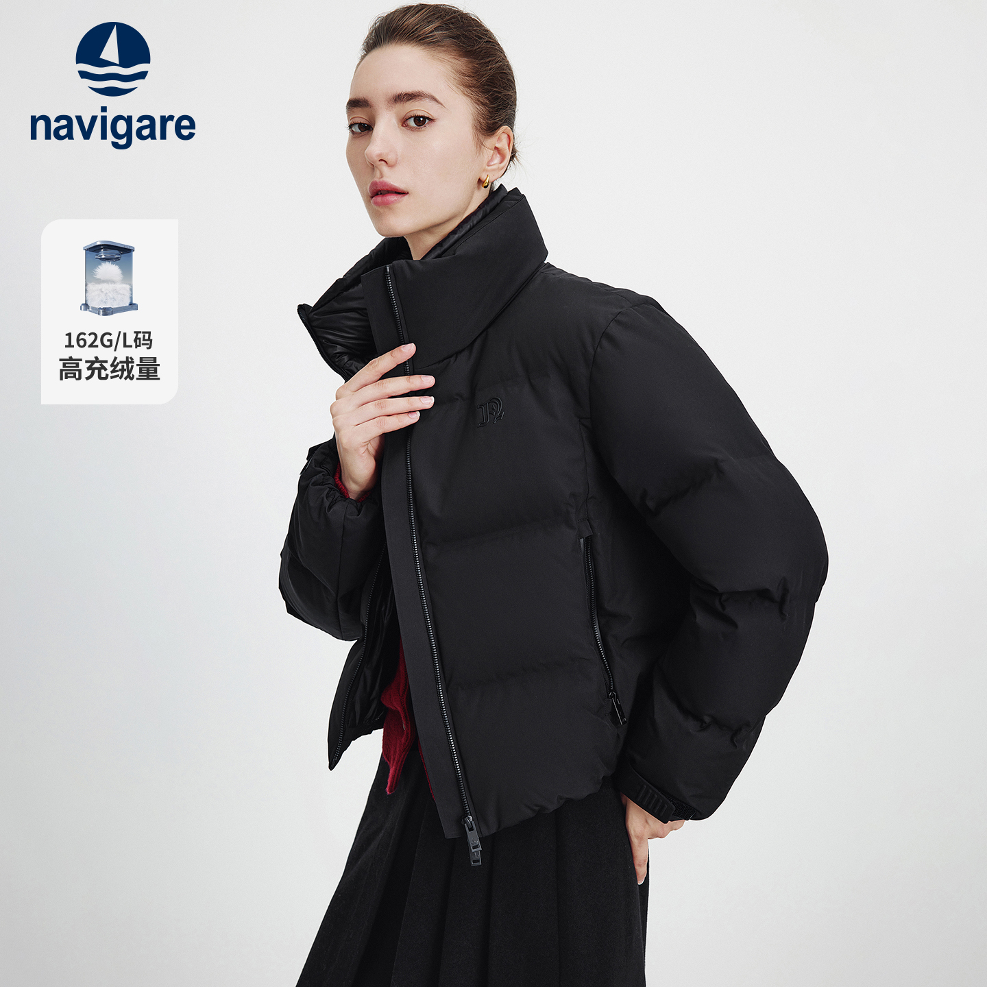 Navigare意大利小帆船厚款鸭绒羽绒服女士2025冬季新款防寒短外套