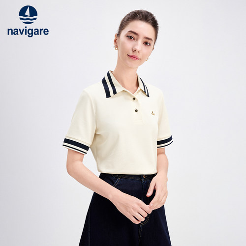 Navigare老钱风防蚊短POLO衫