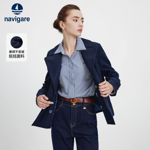 Navigare翻领短款小个子风衣