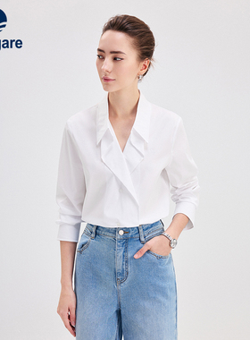 Navigare意大利小帆船白色时尚衬衫女26春夏新款宽松休闲长袖衬衣