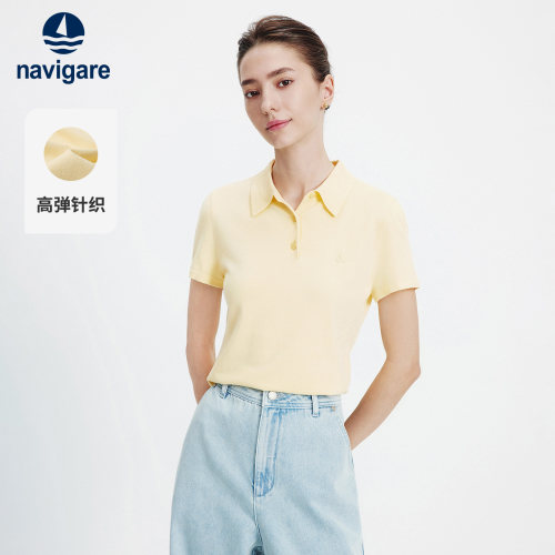Navigare意大利小帆船2026春夏季新款休闲女士POLO衫针织短袖T恤