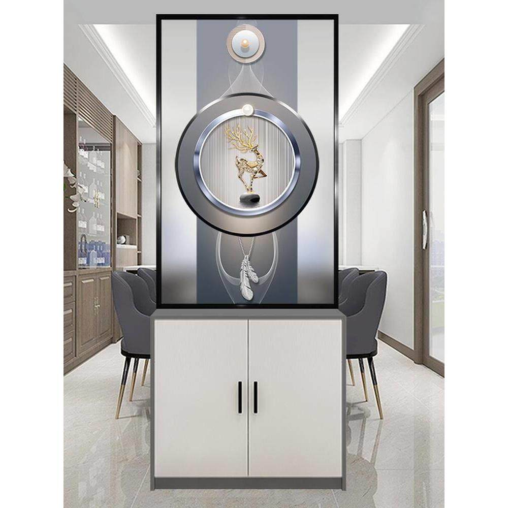 新中式屏风隔断客厅入户玄关遮挡简约现代卫生间半墙艺术玻璃定制