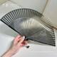 覆古风折扇子女扇高档质感随身真丝雪纺雕刻花纯色半透旗袍舞蹈扇