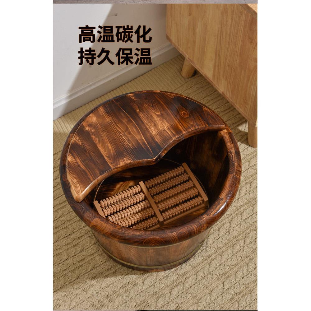 成都实木洗脚盆家用泡脚桶香柏木足浴桶木质泡脚木盆洗脚店40厘米