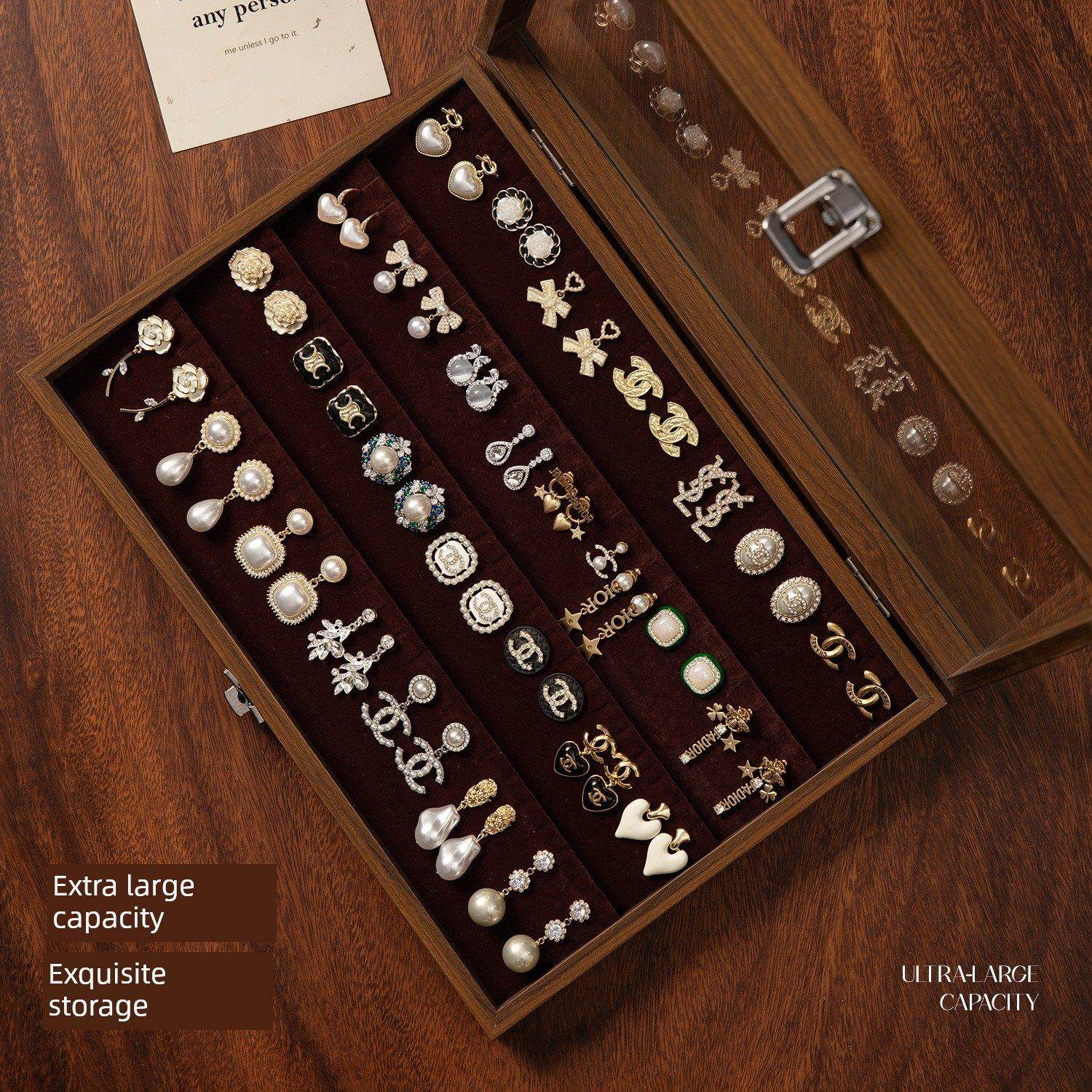 胡桃木纹耳环盒展示托盘首饰收纳耳饰专用展示托盘耳钉盒子耳夹,收纳整理,首饰盒,淘宝优惠券,粉丝福利购,淘宝优惠卷