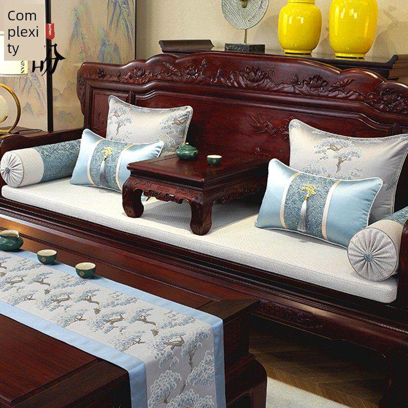 新中式红木沙发坐垫古典罗汉床垫子五件套高档乳胶棕四季通用定制