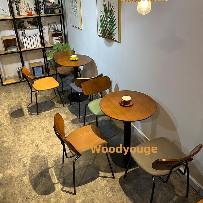 咖啡厅休闲桌椅组合网红餐饮甜品蛋糕奶茶店卡座桌椅商用方形圆桌