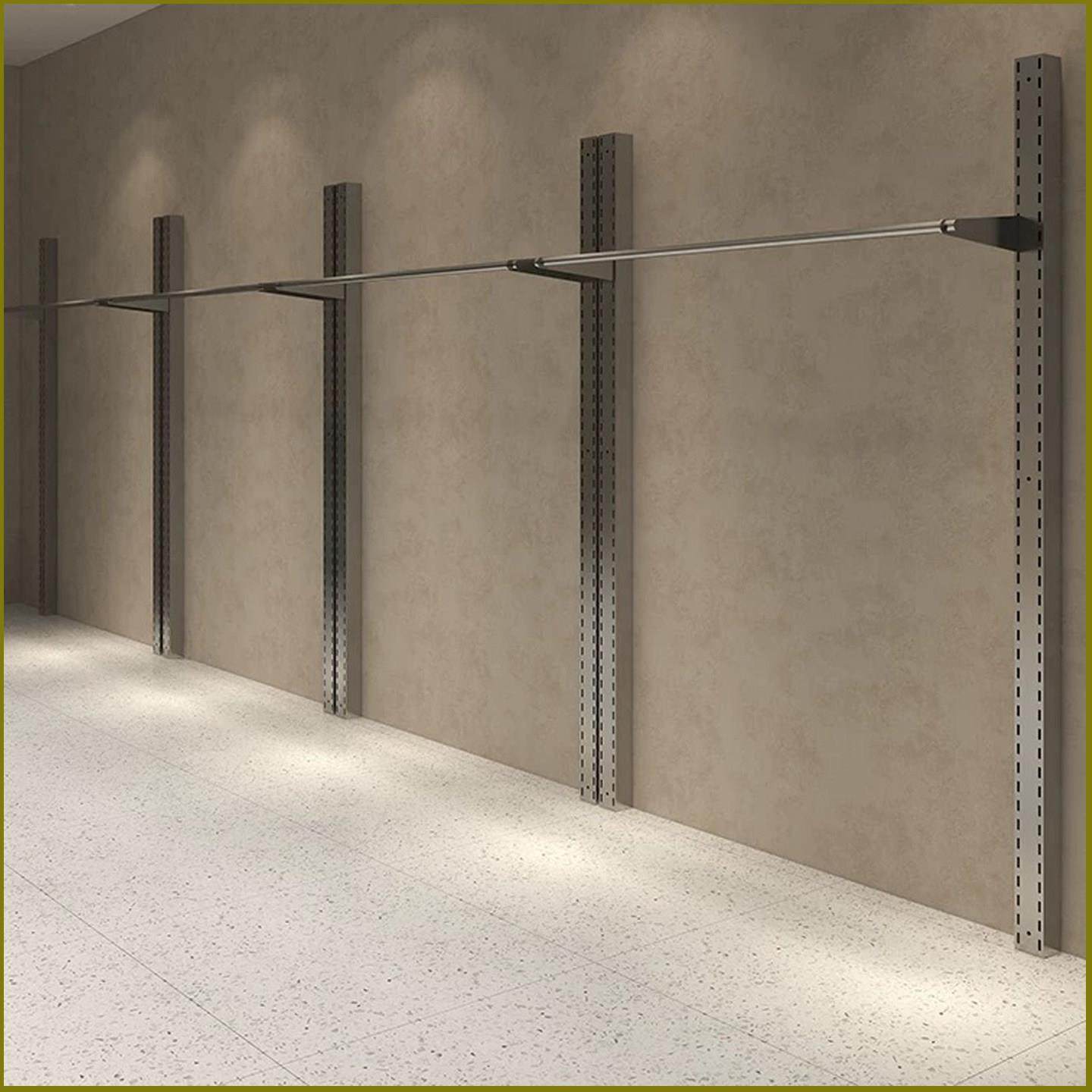 高端服装店展示架A柱可调节上墙衣杆工业风不锈钢壁挂式陈列货架,商业/办公家具,服装展示架,淘宝优惠券,粉丝福利购,淘宝优惠卷