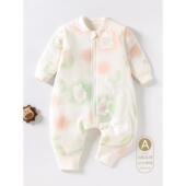 秋冬宝宝连体式 睡袋40g绗缝保暖宽松护腹宝宝薄棉防踢拉炼分腿睡